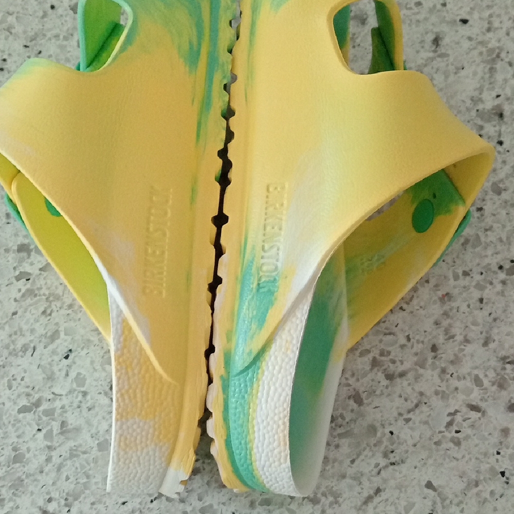 Birkenstock Two-Tone Yellow and Mint Green Arizona EVA Sandals - Picture 5 of 8
